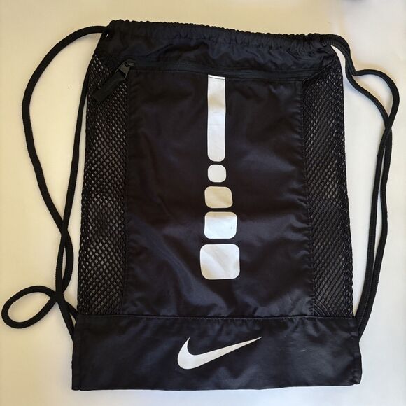 Nike Unisex Hoops Elite Basketball Gym Sack Drawstring Bag Black & White - Picture 1 of 7
